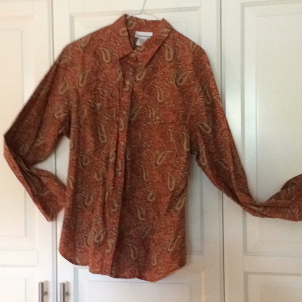 Jones New York Sport orange paisley blouse